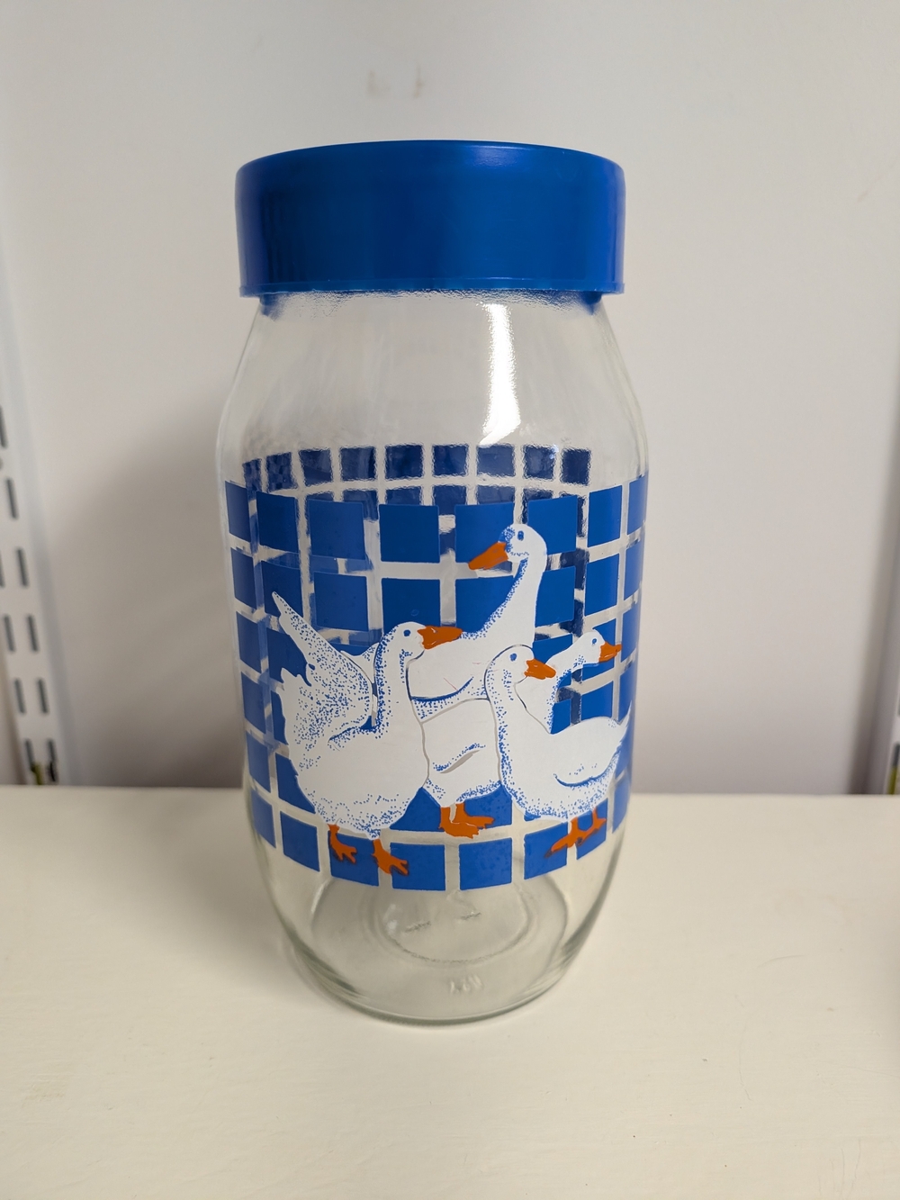 Vintage 2L Blue Goose Glass Storage Jar Retro Canister